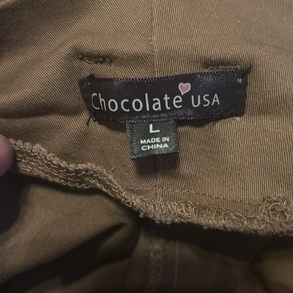 Paper bag high waisted cotton pants. Size large - Picture 7 of 7